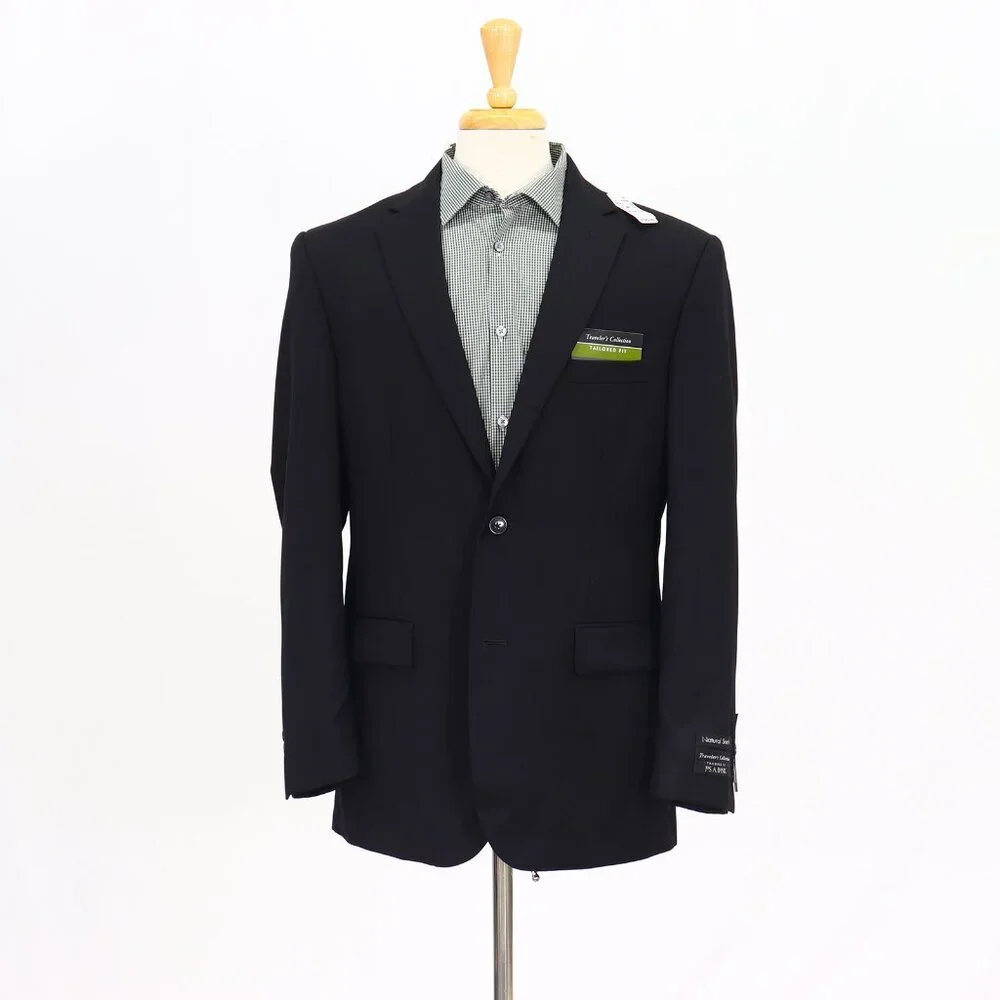 Jos. A. Bank 42L Black Solid 2-Button Sport Coat Blazer Jacket T232